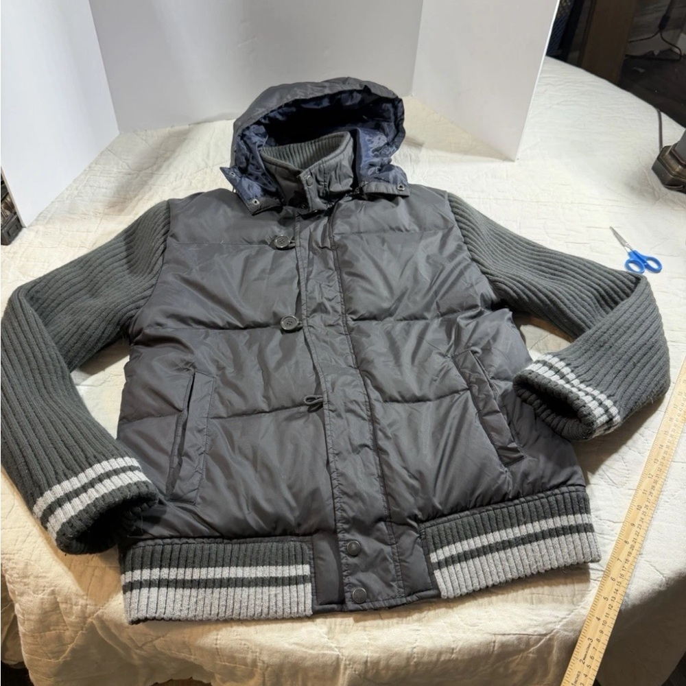 Buffalo David Bitton Charcoal Puffer Jacket with Knit Sleeves